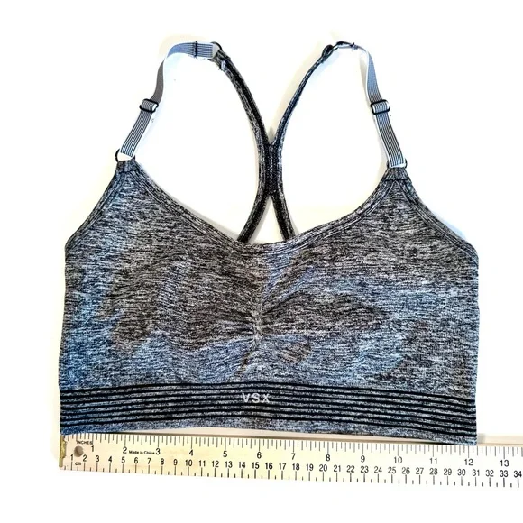 Victoria's Secret VSX Wireless Strappy Racerback Black Heathered Sports Bra - Picture 7 of 10